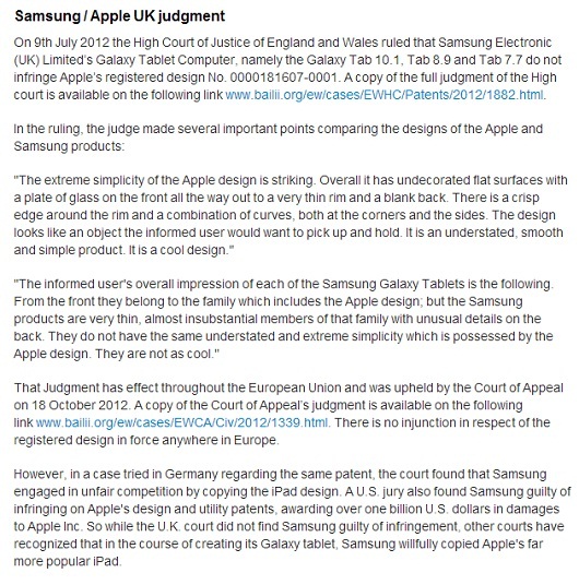 Disculpas de Apple a Samsung